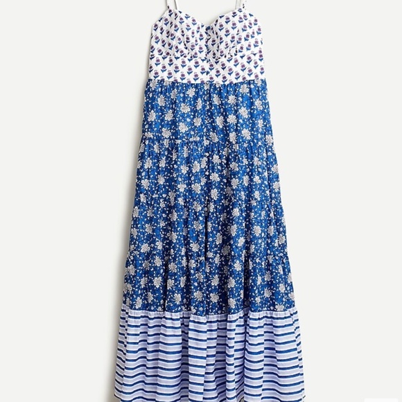 J.Crew button front maxi dress in mixed block print - Picture 1 of 7